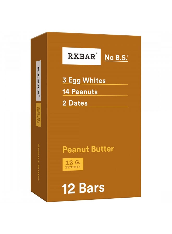 RXBAR Protein Bars, 12g Protein, Gluten Free Snacks, Peanut Butter, 22oz Box (12 Bars)