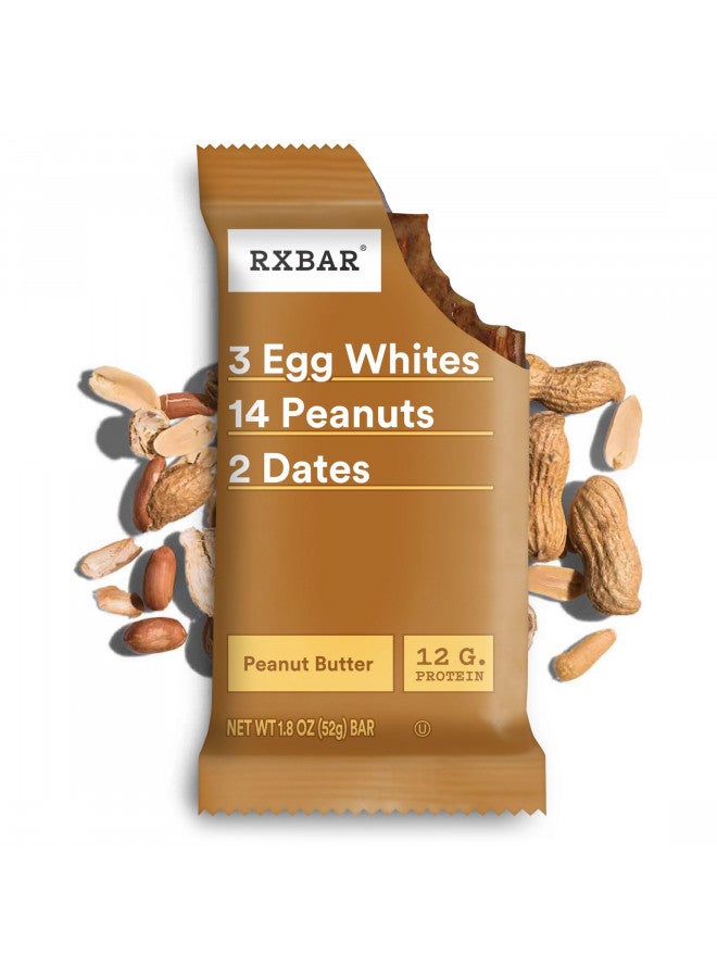 RXBAR Protein Bars, 12g Protein, Gluten Free Snacks, Peanut Butter, 22oz Box (12 Bars)