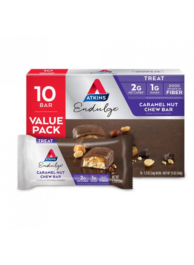 Atkins Endulge Treat, Caramel Nut Chew Bar, Keto Friendly, 10 Count (Pack of 1)