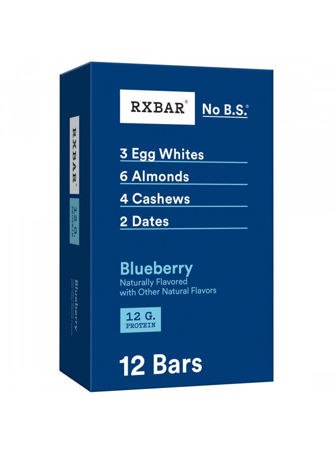 RXBAR Protein Bars, 12g Protein, Gluten Free Snacks, Blueberry, 22oz Box (12 Bars)