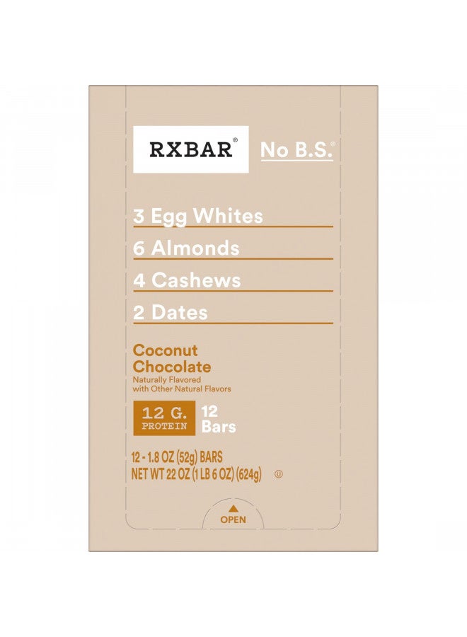 RXBAR Whole Food Protein Bar, Coconut Chocolate, 22oz Box (12 Bars)