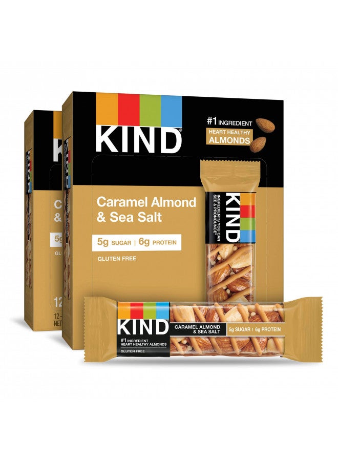 KIND Bars, Caramel Almond & Sea Salt, Healthy Snacks, Gluten Free, Low Sugar, 6g Protein, 24 Count