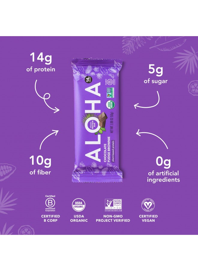 ALOHA Organic Plant Based Protein Bars | Chocolate Fudge Brownie | 12 Count, 1.98oz Bars | Vegan, Low Sugar, Gluten Free, Paleo, Low Carb, Non-GMO, Stevia Free, Soy Free, No Sugar Alcohols