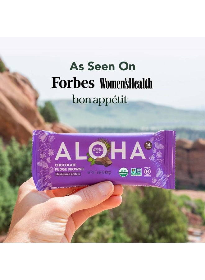 ALOHA Organic Plant Based Protein Bars | Chocolate Fudge Brownie | 12 Count, 1.98oz Bars | Vegan, Low Sugar, Gluten Free, Paleo, Low Carb, Non-GMO, Stevia Free, Soy Free, No Sugar Alcohols