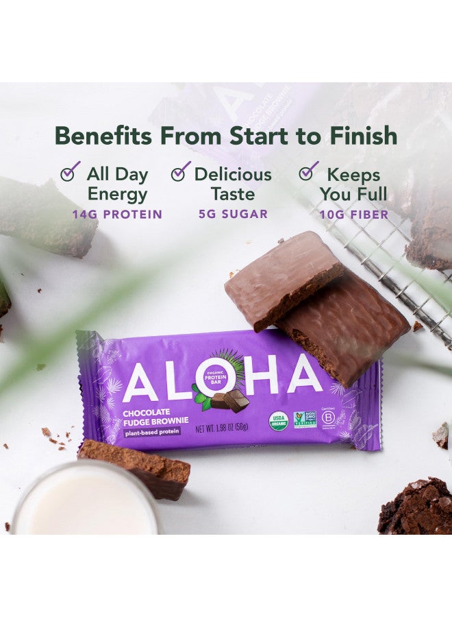ALOHA Organic Plant Based Protein Bars | Chocolate Fudge Brownie | 12 Count, 1.98oz Bars | Vegan, Low Sugar, Gluten Free, Paleo, Low Carb, Non-GMO, Stevia Free, Soy Free, No Sugar Alcohols