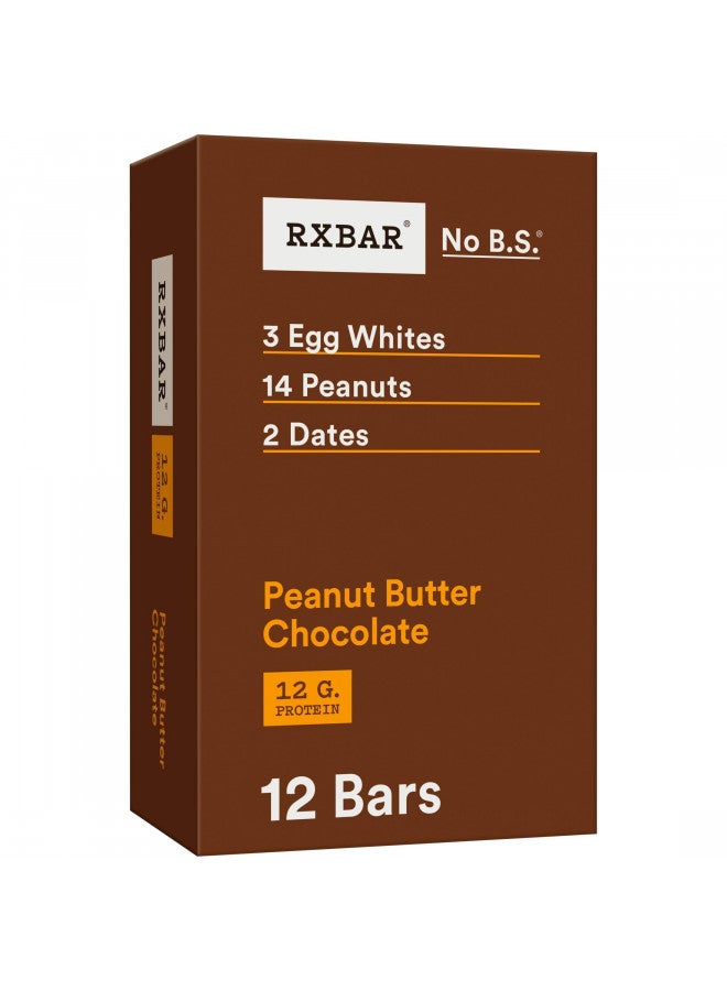 RXBAR Protein Bars, 12g Protein, Gluten Free Snacks, Peanut Butter Chocolate, 22oz Box (12 Bars)