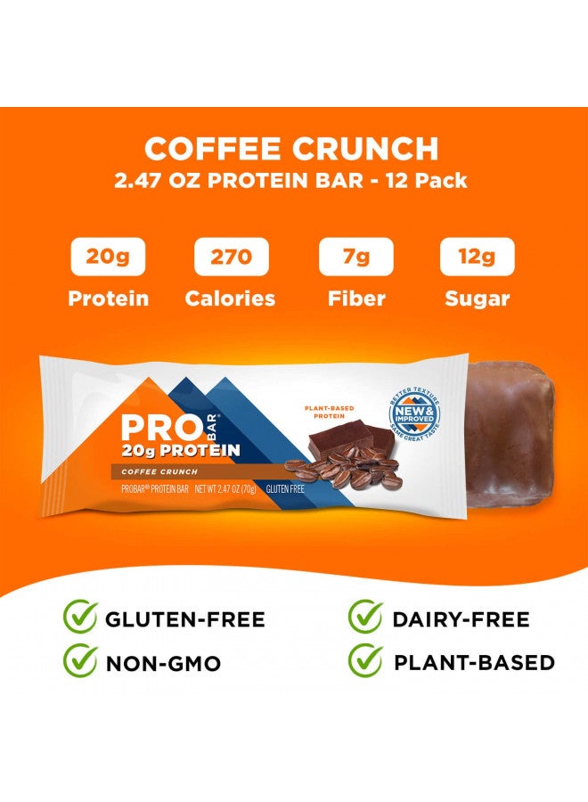 PROBAR - PROTEIN Bar, Coffee Crunch, Non-GMO, Gluten-Free, Healthy, Plant-Based Whole Food Ingredients, Natural Energy (12 Count)