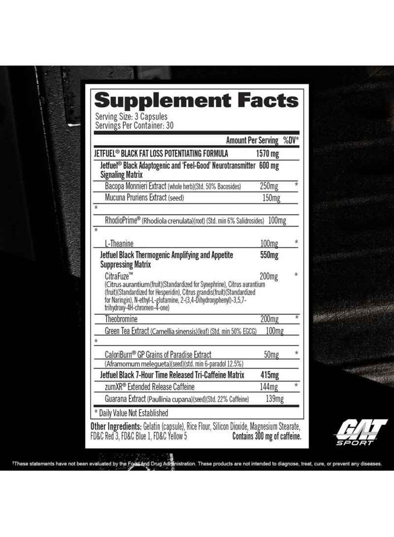 Gat Sport, Jet Fuel Black, 90 Caps, 30 Servings