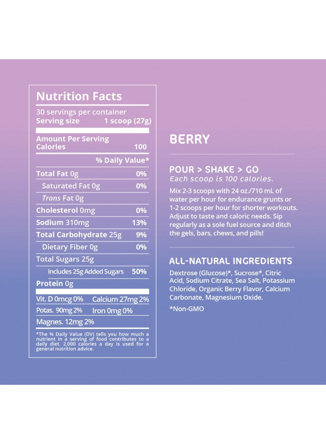 Tailwind Nutrition Endurance Fuel, Sports Drink Powder Mix with Electrolytes, Non-GMO, Free of Soy, Dairy, and Gluten, Vegan Friendly, Berry, 30 Servings