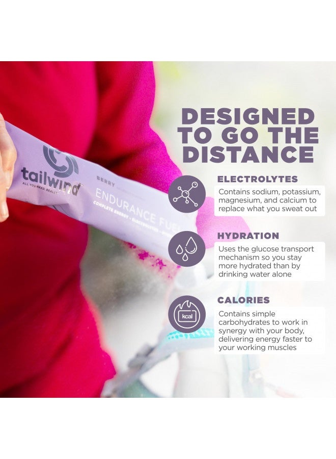 Tailwind Nutrition Endurance Fuel, Sports Drink Powder Mix with Electrolytes, Non-GMO, Free of Soy, Dairy, and Gluten, Vegan Friendly, Berry, 30 Servings