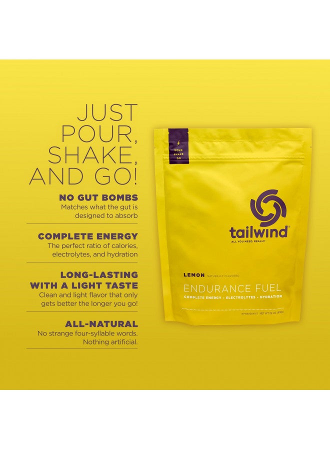 Tailwind Nutrition Endurance Fuel, Sports Drink Powder Mix with Electrolytes, Non-GMO, Free of Soy, Dairy, and Gluten, Vegan Friendly, Lemon, 30 Servings