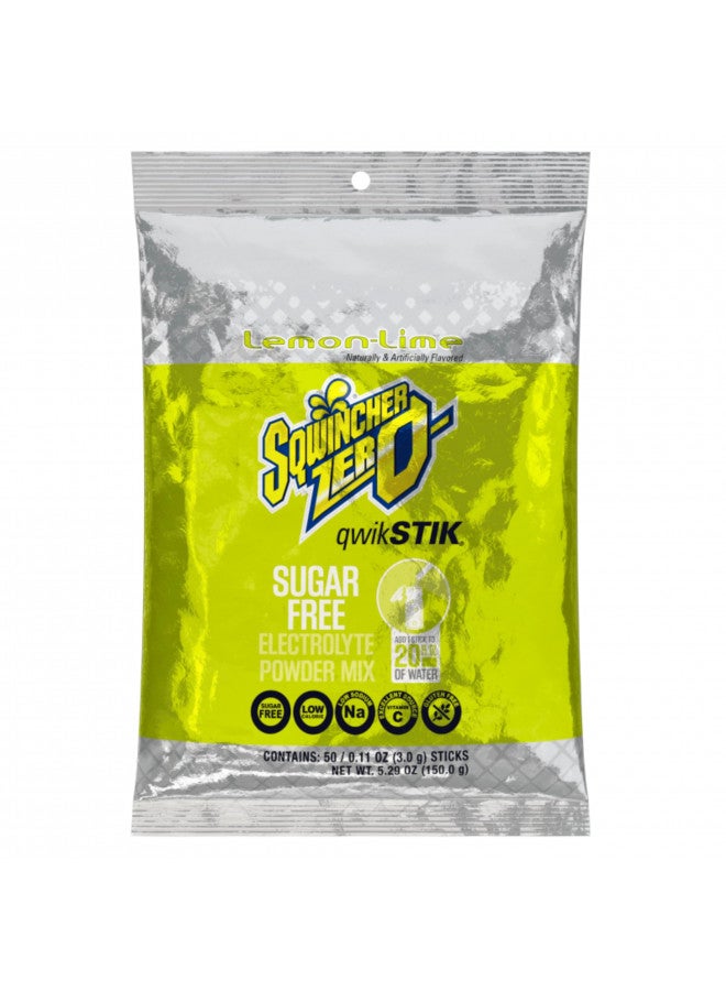 Sqwincher Zero Qwik Stik Sugar Free, Lemon Lime, .11 0z (Pack of 50)