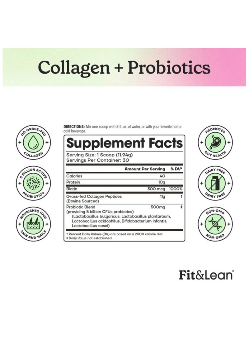 Fit & Lean, Collagen Probiotics, 358g, 30 Servings