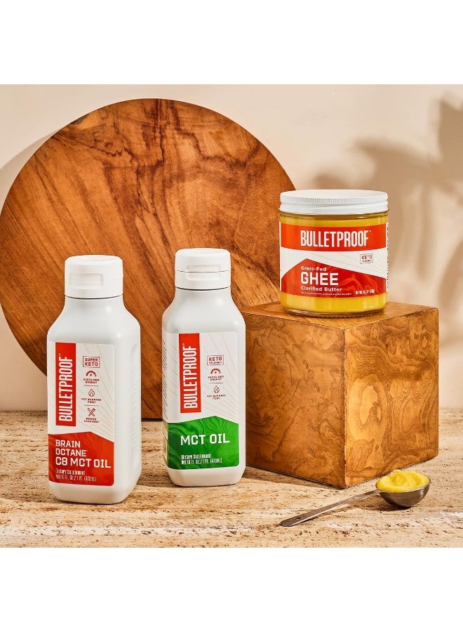 Bulletproof Brain Octane Premium C8 MCT Oil from Non-GMO Coconuts, 14g MCTs, 2 Pack 16 Fl Oz, Keto Supplement for Sustained Energy, Appetite Control, Physical Energy, Non-GMO, Vegan & Cruelty Free
