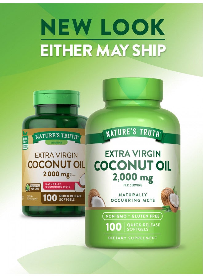 Coconut Oil Capsules | 100 Softgels | Naturally Occuring MCTs | Non-GMO & Gluten Free | By Nature's Truth