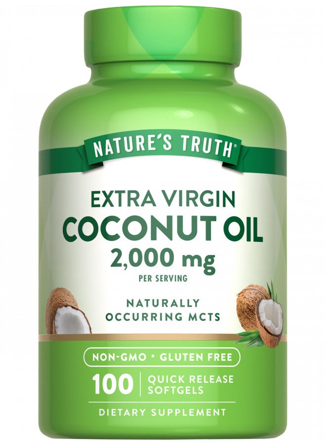 Coconut Oil Capsules | 100 Softgels | Naturally Occuring MCTs | Non-GMO & Gluten Free | By Nature's Truth