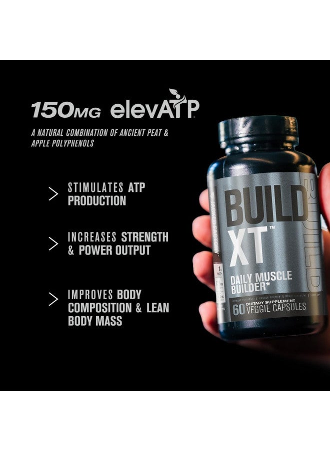 Jacked Factory Build-XT Muscle Builder - Daily Muscle Building Supplement for Muscle Growth and Strength | Featuring Powerful Ingredients Peak02 & elevATP - 60 Veggie Pills
