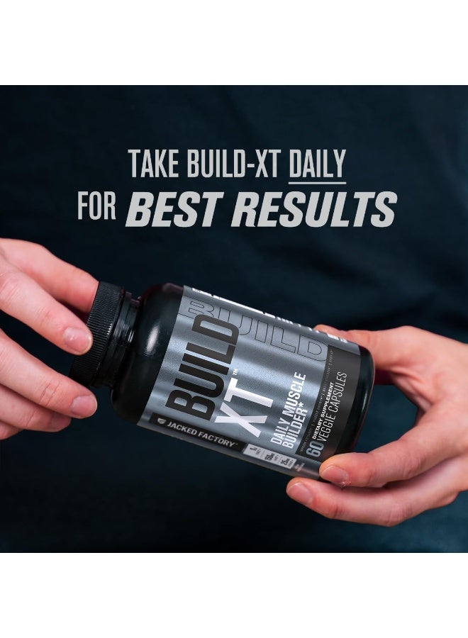 Jacked Factory Build-XT Muscle Builder - Daily Muscle Building Supplement for Muscle Growth and Strength | Featuring Powerful Ingredients Peak02 & elevATP - 60 Veggie Pills