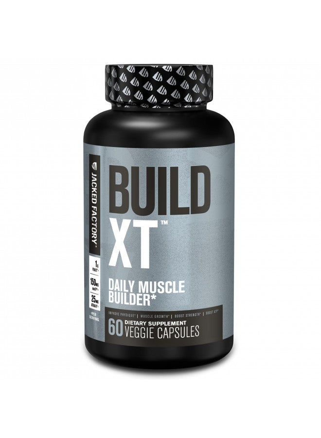 Jacked Factory Build-XT Muscle Builder - Daily Muscle Building Supplement for Muscle Growth and Strength | Featuring Powerful Ingredients Peak02 & elevATP - 60 Veggie Pills
