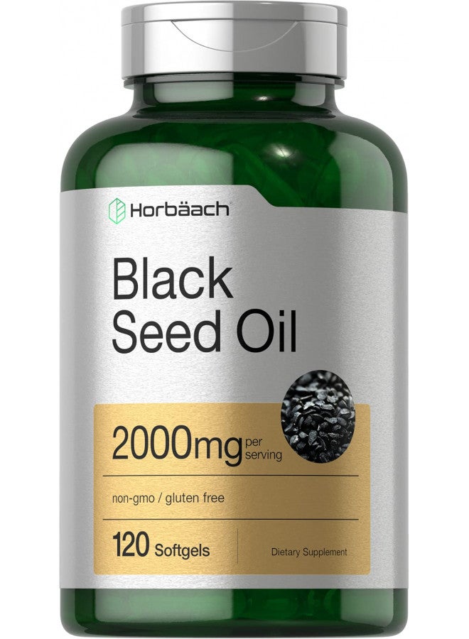 Black Seed Oil 2000mg | 120 Softgel Capsules | Cold Pressed Nigella Sativa Pills | Non-GMO, Gluten Free Supplement | by Horbaach