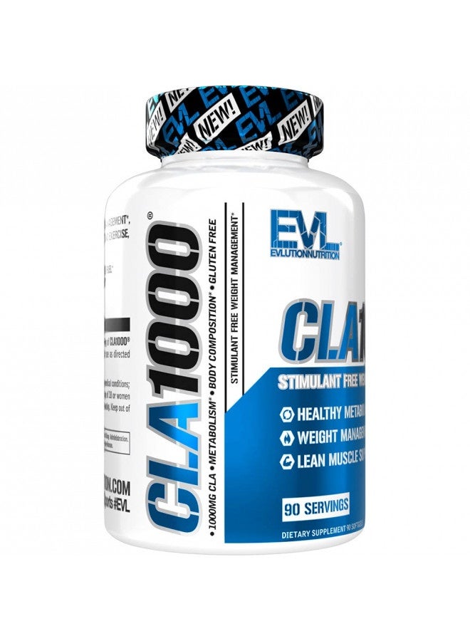 Conjugated Linoleic Acid CLA Pills - CLA 1000mg Diet Pills to Support Weight Loss Fat Burning Lean Muscle and Faster Metabolism - Stimulant-Free CLA 1000mg Safflower Based Fat Loss Support Pills - 90