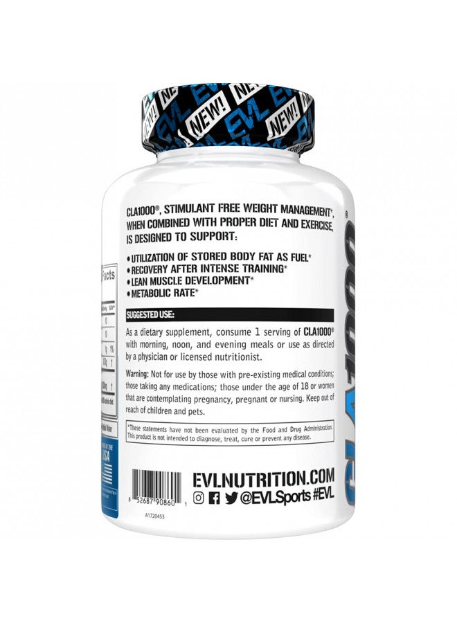 Conjugated Linoleic Acid CLA Pills - CLA 1000mg Diet Pills to Support Weight Loss Fat Burning Lean Muscle and Faster Metabolism - Stimulant-Free CLA 1000mg Safflower Based Fat Loss Support Pills - 90