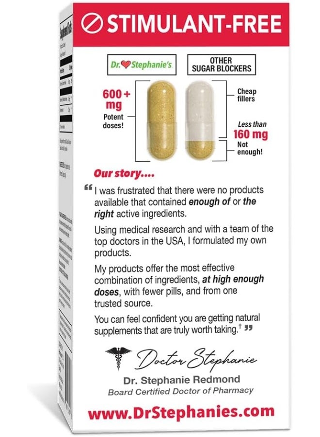 Pharmaganics Dr. Stephanie's Mealtime Carb & Sugar Blocker - Berberine & Gymnena Supplement - Reduces Digested Carbs & Weight
