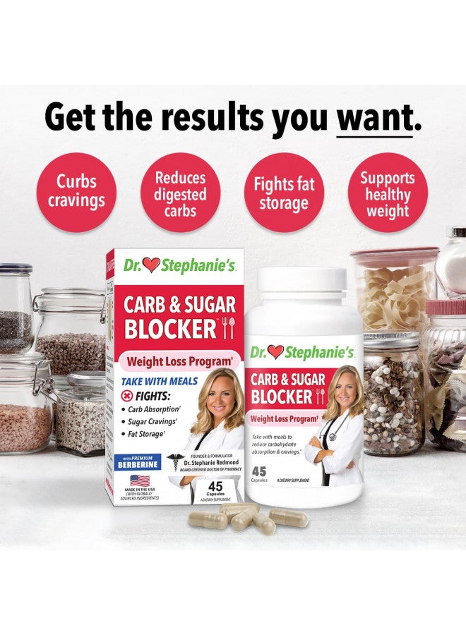 Pharmaganics Dr. Stephanie's Mealtime Carb & Sugar Blocker - Berberine & Gymnena Supplement - Reduces Digested Carbs & Weight