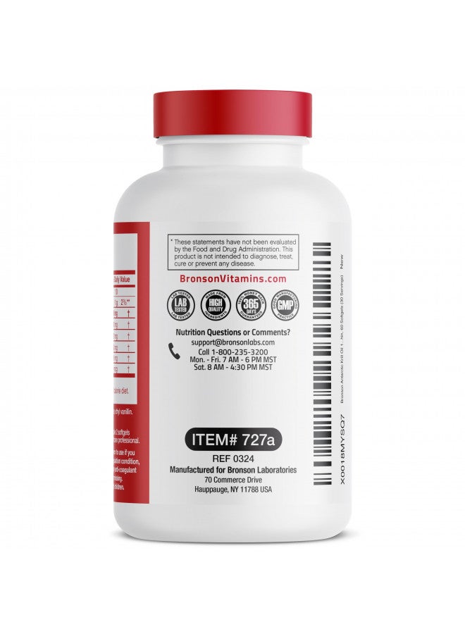 Bronson Antarctic Krill Oil 1000 mg with Omega-3s EPA, DHA, Astaxanthin and Phospholipids 60 Softgels