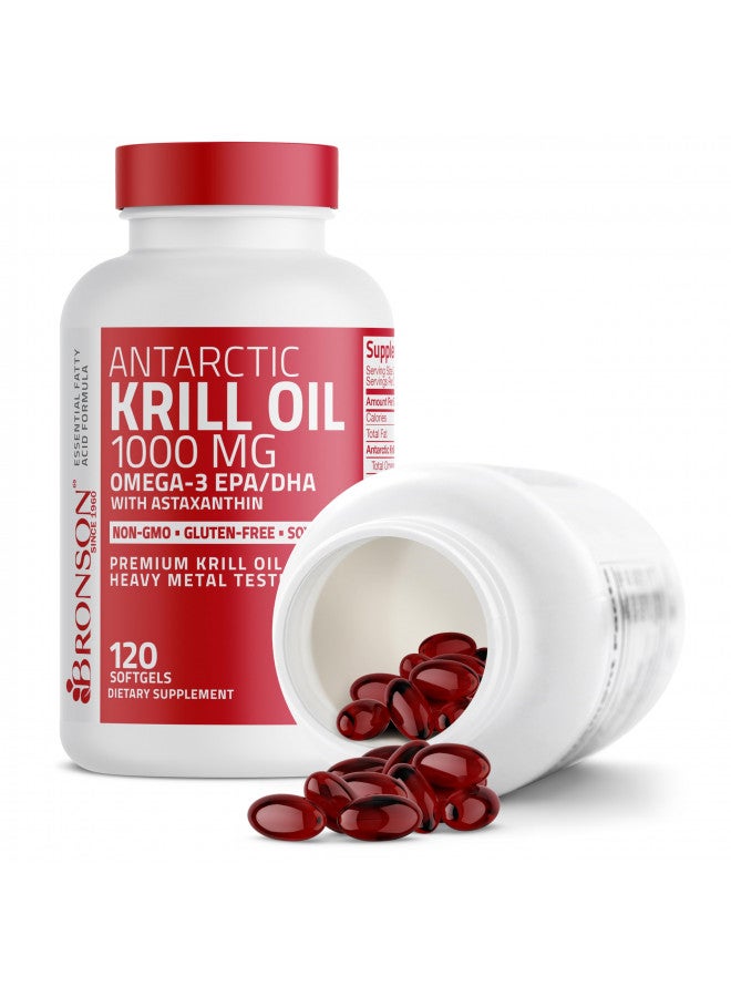 Bronson Antarctic Krill Oil 1000 mg with Omega-3s EPA, DHA, Astaxanthin and Phospholipids 120 Softgels