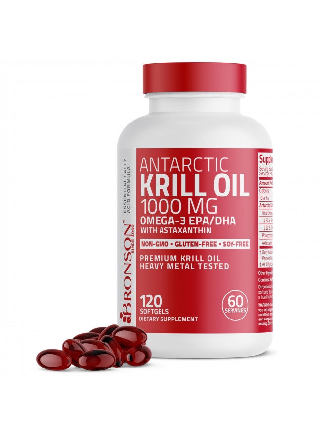 Bronson Antarctic Krill Oil 1000 mg with Omega-3s EPA, DHA, Astaxanthin and Phospholipids 120 Softgels