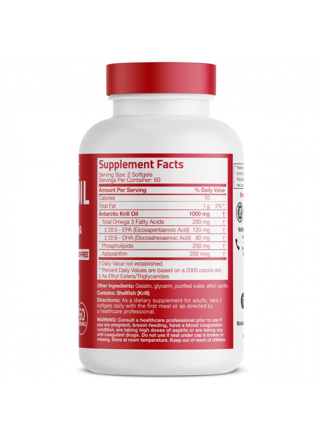 Bronson Antarctic Krill Oil 1000 mg with Omega-3s EPA, DHA, Astaxanthin and Phospholipids 120 Softgels