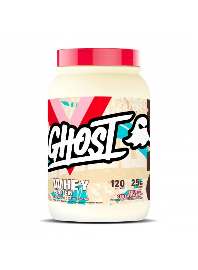 GHOST WHEY Protein Powder, Fruity Cereal Milk - 2lb, 25g of Protein - Whey Protein Blend - ­Post Workout Fitness & Nutrition Shakes, Smoothies, Baking & Cooking - Soy & Gluten-Free