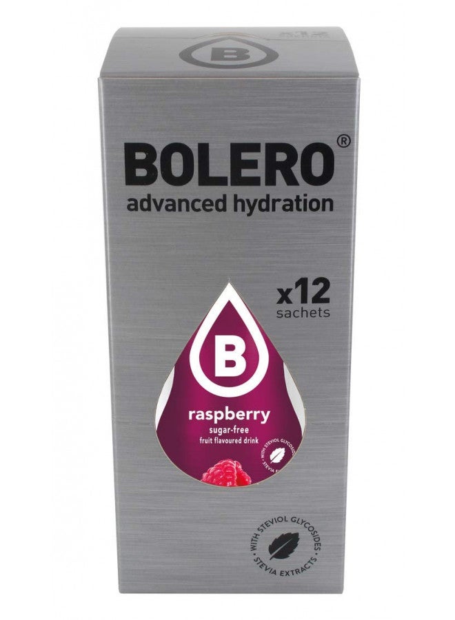 Bolero Advanced Hydration Classic Sachets, Sugar-Free Water-Flavoring Packets, Convenient Calorie-Free Drink-Mix Powder Packets, Rasberry, Pack of 12