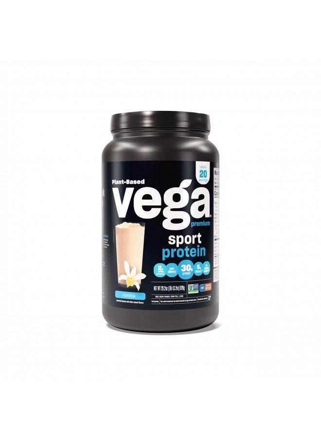 Vega Sport Premium Vegan Protein Powder Vanilla (20 Servings) 30g Protein, 5g BCAAs, Low Carb, Keto, Dairy/Gluten Free, Non GMO, Pea Protein for Women & Men, 1.8 lbs (Packaging May Vary)