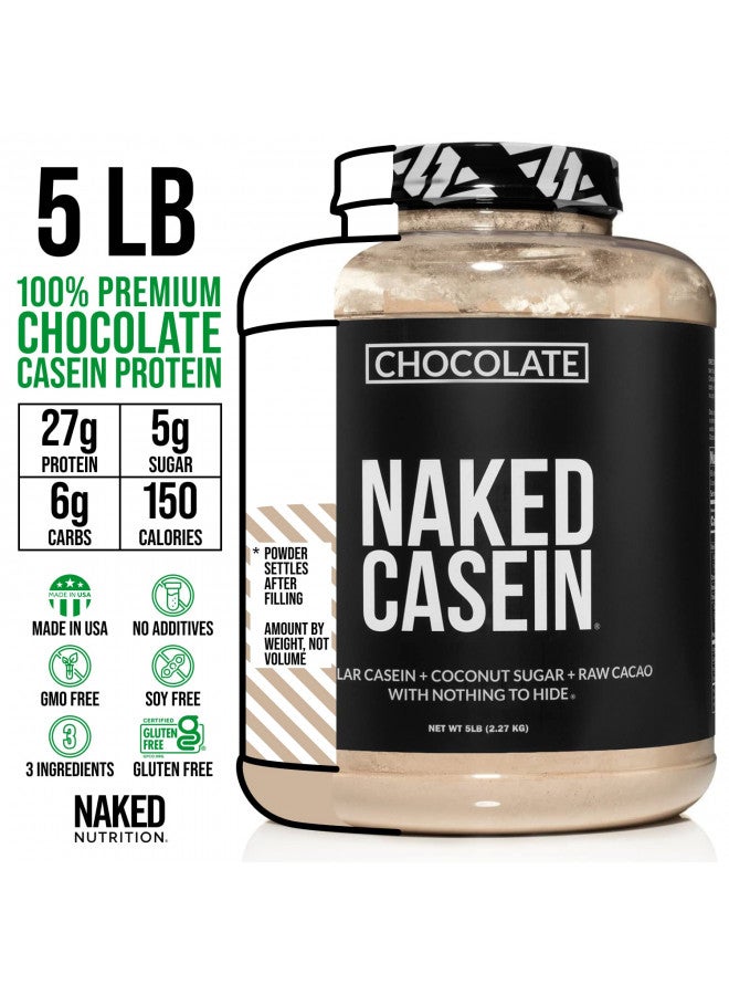 Naked Chocolate Casein - Chocolate Micellar Casein Protein from US Farms - 5 Pound Bulk, GMO-Free, Gluten-Free, Soy-Free, Preservative-Free - Stimulate Muscle Growth - Enhance Recovery - 60 Servings