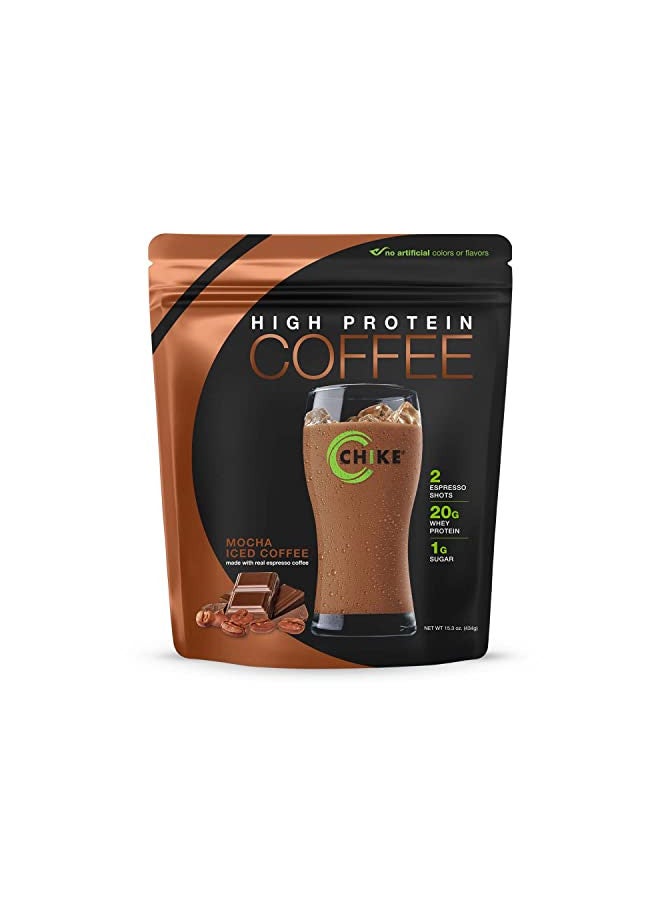 CHIKE Mocha High Protein Iced Coffee, 20 G Protein, 2 Shots Espresso, 1 G Sugar, Keto Friendly and Gluten Free, 14 Servings (15.3 Ounce)