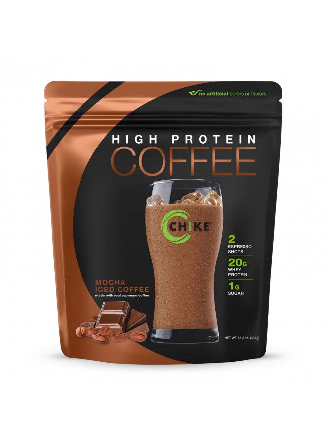 CHIKE Mocha High Protein Iced Coffee, 20 G Protein, 2 Shots Espresso, 1 G Sugar, Keto Friendly and Gluten Free, 14 Servings (15.3 Ounce)