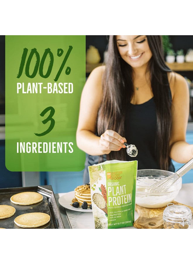BetterBody Foods Organic Plant Based Protein Powder, - 16g of Protein, Vegan, Low Net Carbs, Gluten Free, Dairy Free, No Sugar Added, Soy Free, Non-GMO, 12.7 Ounces