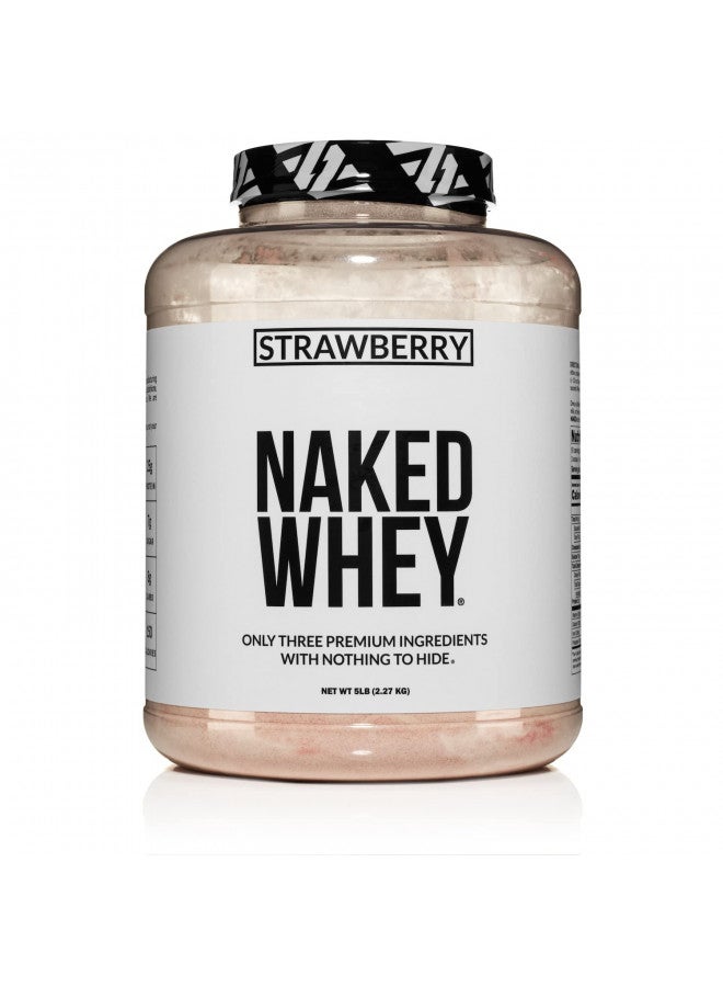 NAKED nutrition Whey Protein Supplement Powder, Strawberry, GMO-Free, Soy Free, Gluten Free, Aid Muscle Growth & Recovery - 61 Servings, 5 pounds