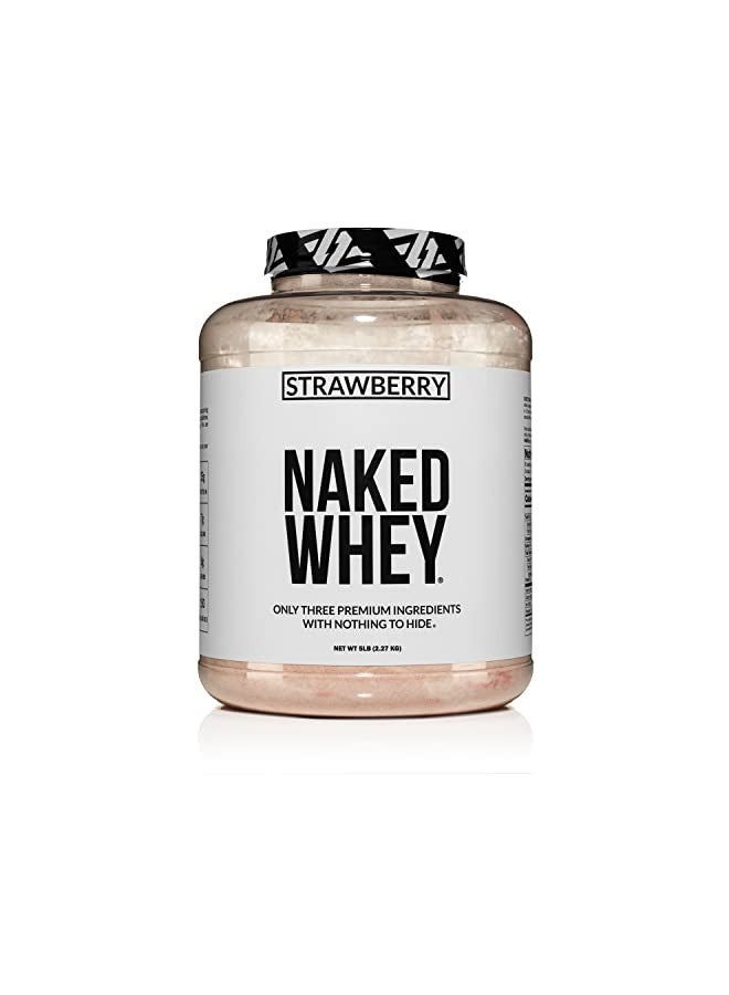 NAKED nutrition Whey Protein Supplement Powder, Strawberry, GMO-Free, Soy Free, Gluten Free, Aid Muscle Growth & Recovery - 61 Servings, 5 pounds