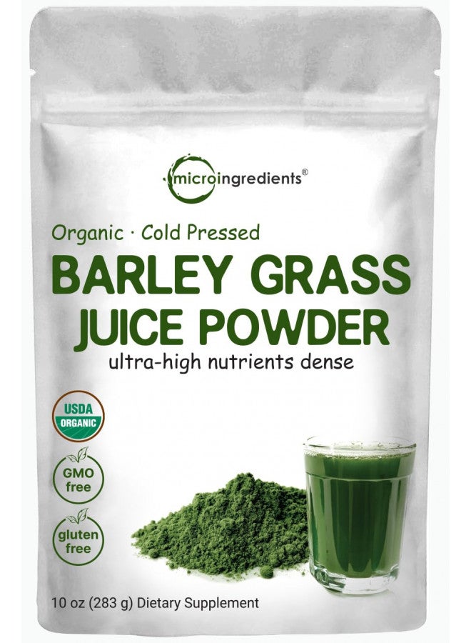 Organic Barley Grass Juice Powder, 10 Ounce, Cold Pressed, US Grown, Rich in Immune Vitamin, Fibers, Minerals, Antioxidants and Protein, Support Immune System and Digestion, Vegan