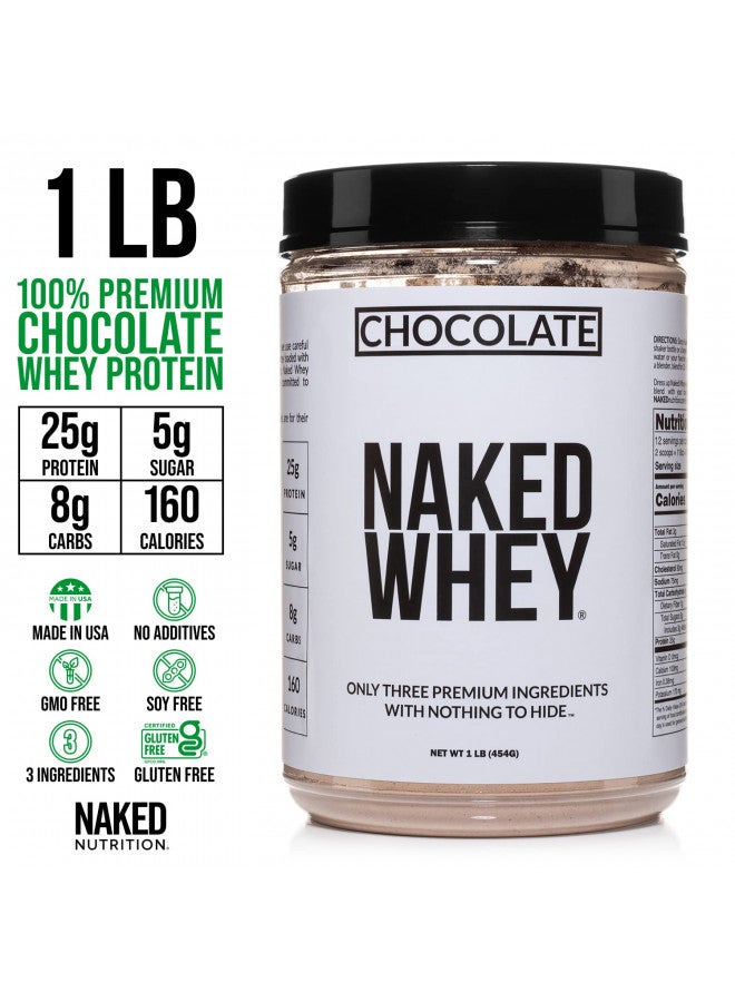 Naked Whey 1LB - All Natural Grass Fed Whey Protein Powder, Organic Chocolate, and Coconut Sugar - No GMO, No Soy, and Gluten Free, Aid Growth and Recovery - 12 Servings