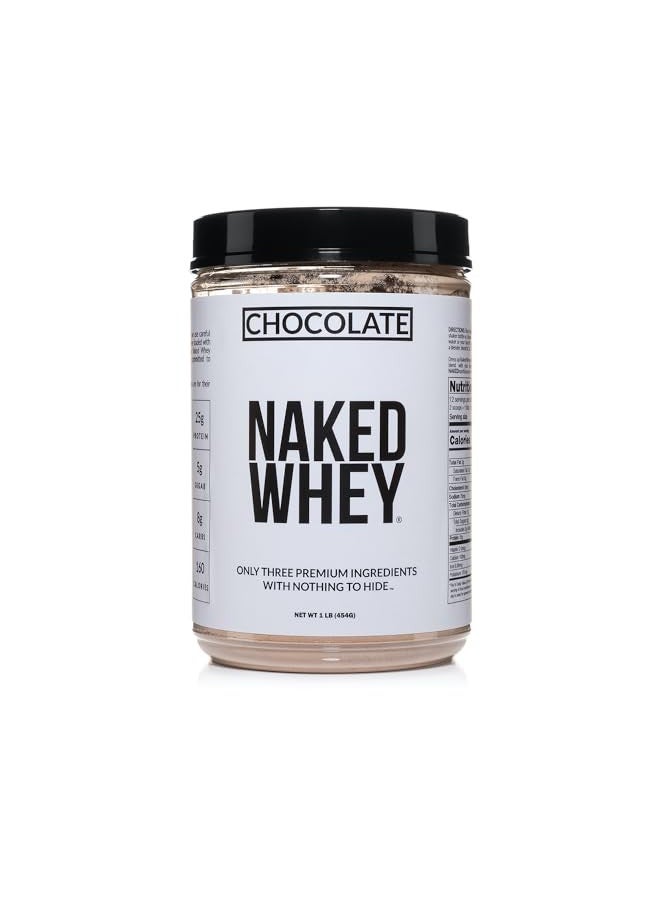 Naked Whey 1LB - All Natural Grass Fed Whey Protein Powder, Organic Chocolate, and Coconut Sugar - No GMO, No Soy, and Gluten Free, Aid Growth and Recovery - 12 Servings