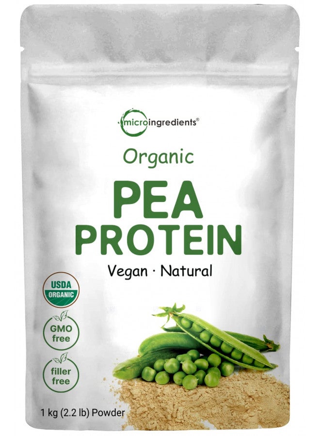 North America Grown, Organic Pea Protein Powder, 1KG (2.2 Pounds), Plant-Based Vegan Protein Organic, Rich in Branched Chain Amino Acids, Flavonoids and Minerals, No GMOs & Vegan Friendly