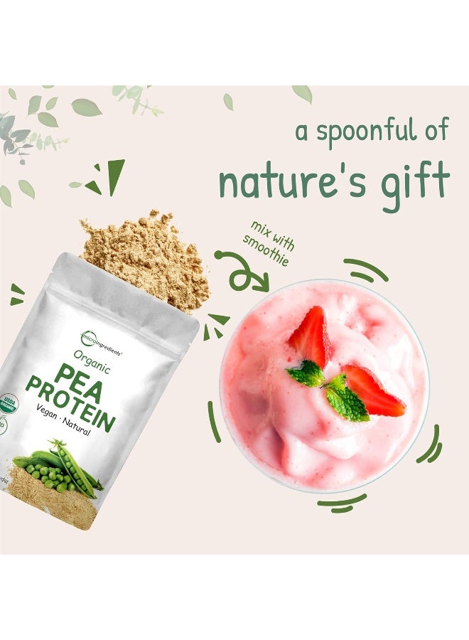 North America Grown, Organic Pea Protein Powder, 1KG (2.2 Pounds), Plant-Based Vegan Protein Organic, Rich in Branched Chain Amino Acids, Flavonoids and Minerals, No GMOs & Vegan Friendly
