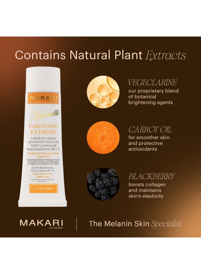 Makari Naturalle Carotonic Extreme Glow Renewing Face Cream Spf15 (1.7 Oz) | Brightens, Moisturizes, And Rejuvenates Skin | Helps Diminish Acne, Control Oily Face, And Minimize The Appearance Of Agin