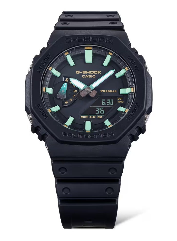 Analog+Digital Black Dial Resin Band Watch GA-2100RC-1ADR