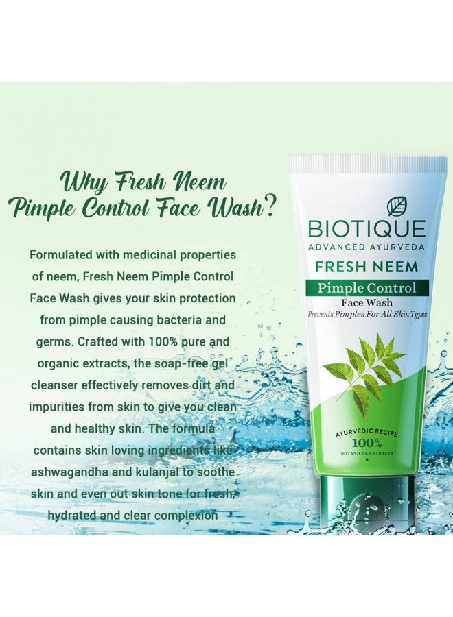 Biotique Advanced Ayurveda Bio Neem Purifying Face Wash For All Skin Types, 150Ml I 5.07 Fl. Oz.