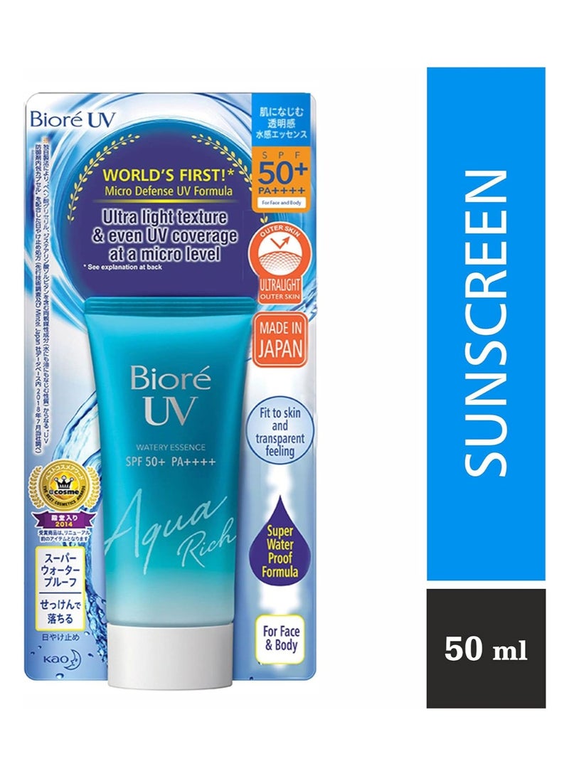 Biore UV Aqua Rich Watery Essence Sunscreen Cream SPF 50+ PA++++, 50g,Pack of 3